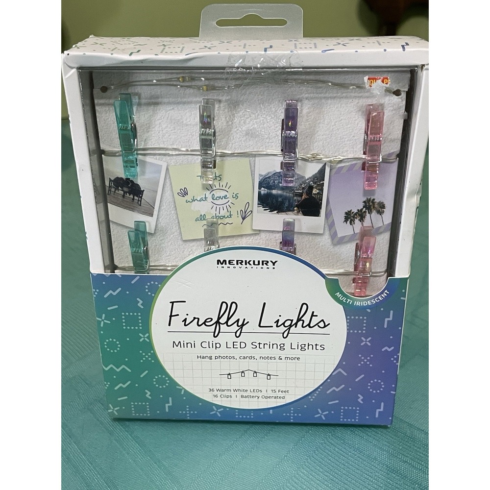 Merkury Innovations Firefly 36 Lights mini clip LED String lights 15 feet NOS